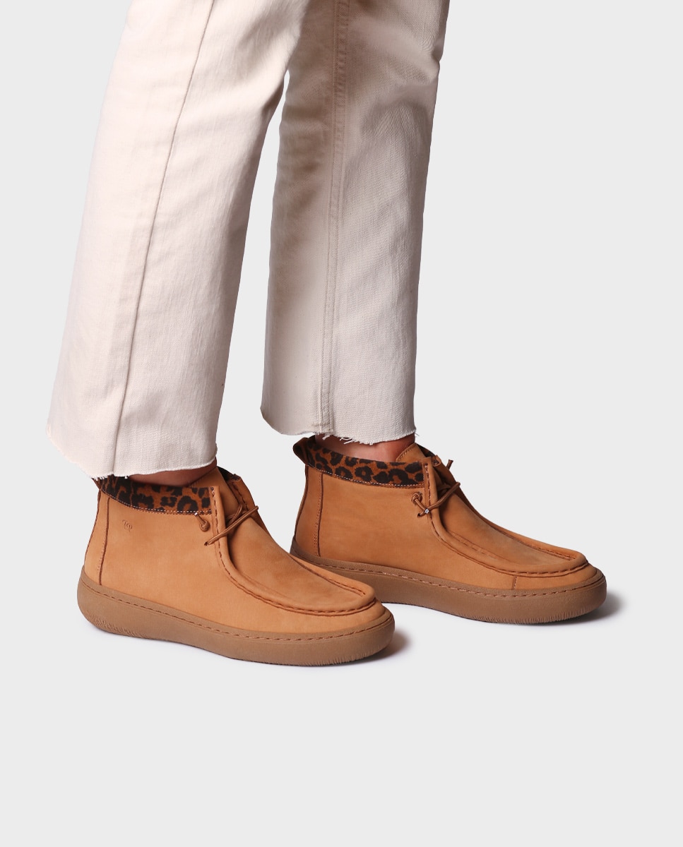 Botines de mujer de piel con cordones elásticos - Toni Pons - Marrón Marrón-2