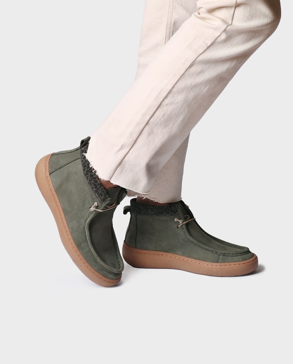 Botines de mujer de piel con cordones elásticos - Toni Pons - Kaki Kaki-2