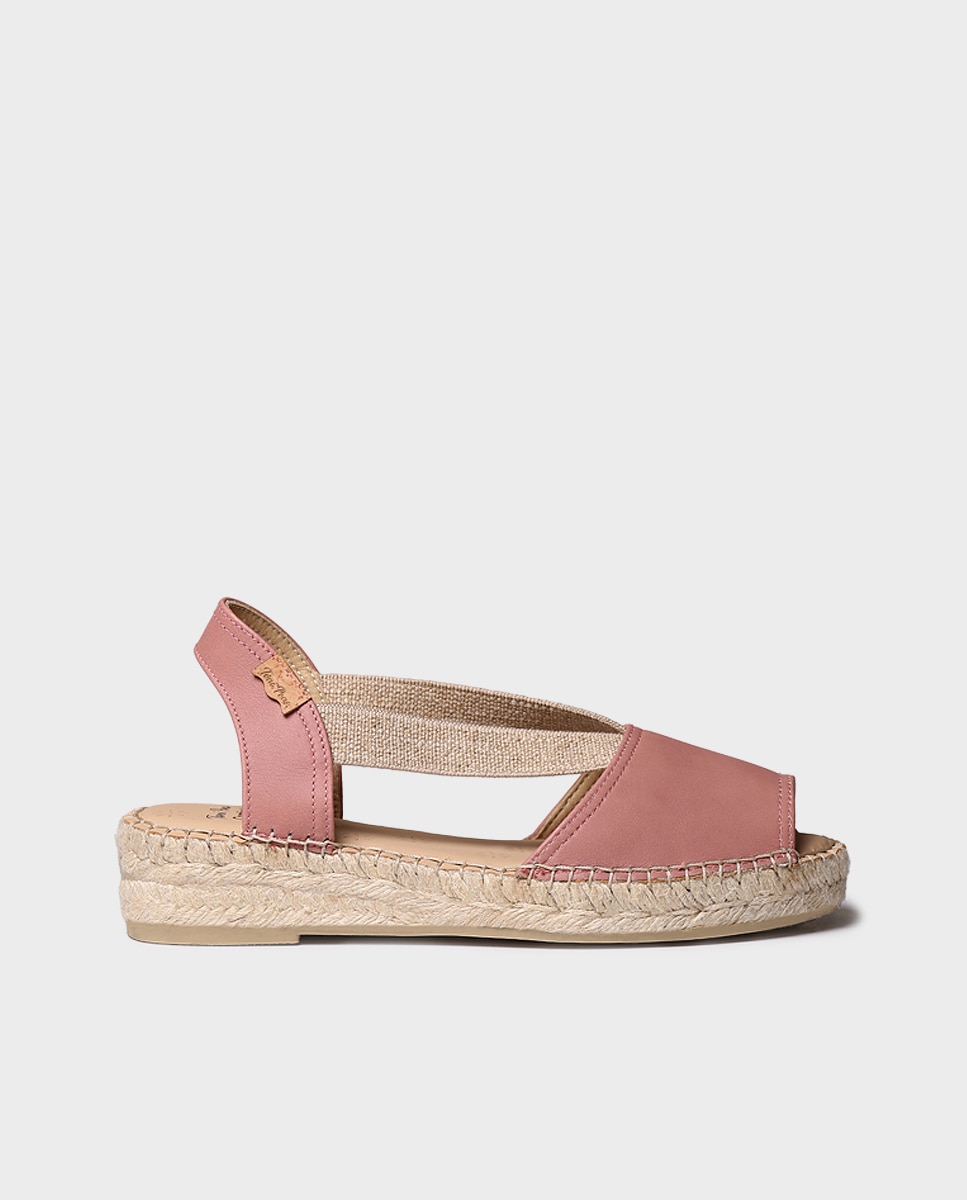 Alpargatas planas de mujer de piel de la colección comfort - Toni Pons - Rosa Rosa-1