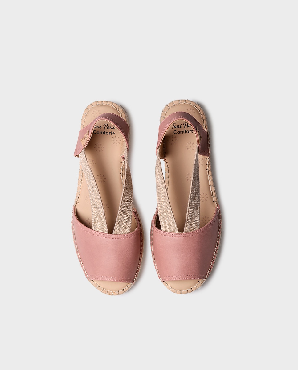 Alpargatas planas de mujer de piel de la colección comfort - Toni Pons - Rosa Rosa-3