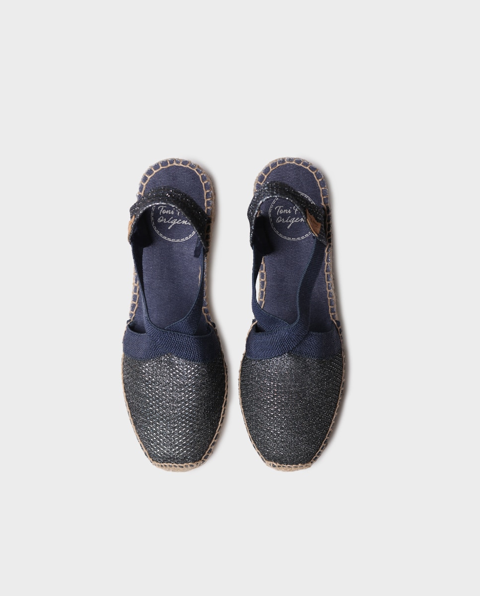 Alpargatas de cuña de mujer de tejido brillante con elásticos - Toni Pons - Azul Océano Azul Océano-3