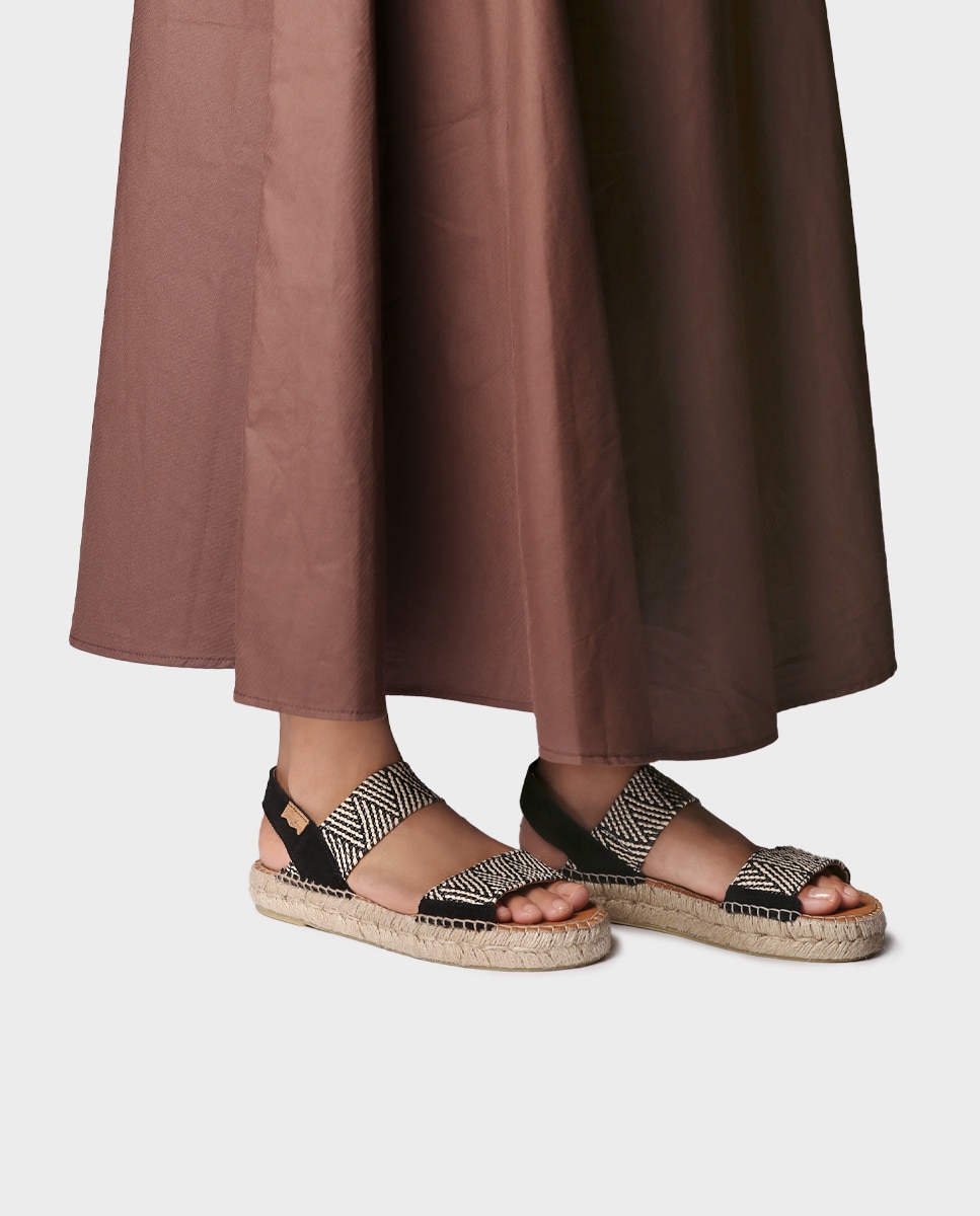 Alpargatas planas de mujer bicolor con elásticos - Toni Pons - Negro Negro-2