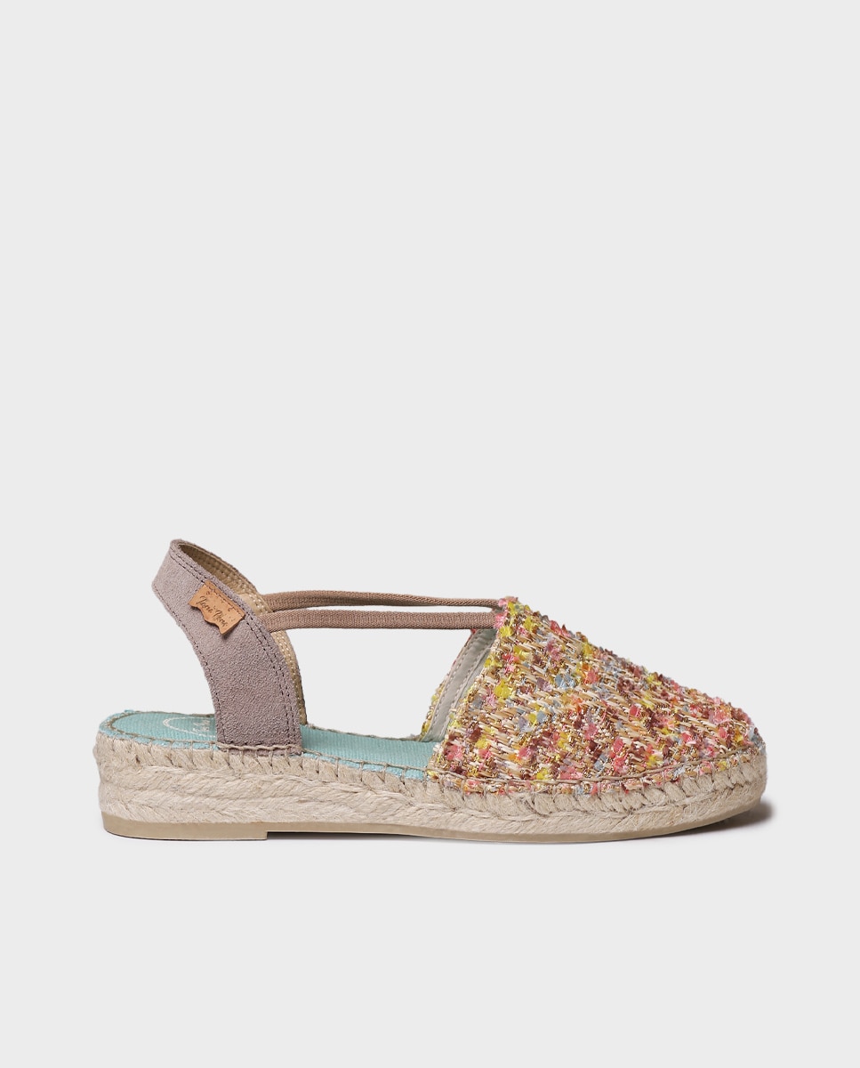 Alpargatas cuña de mujer de tejido multicolor con elásticos - Toni Pons - Multicolor Multicolor-1