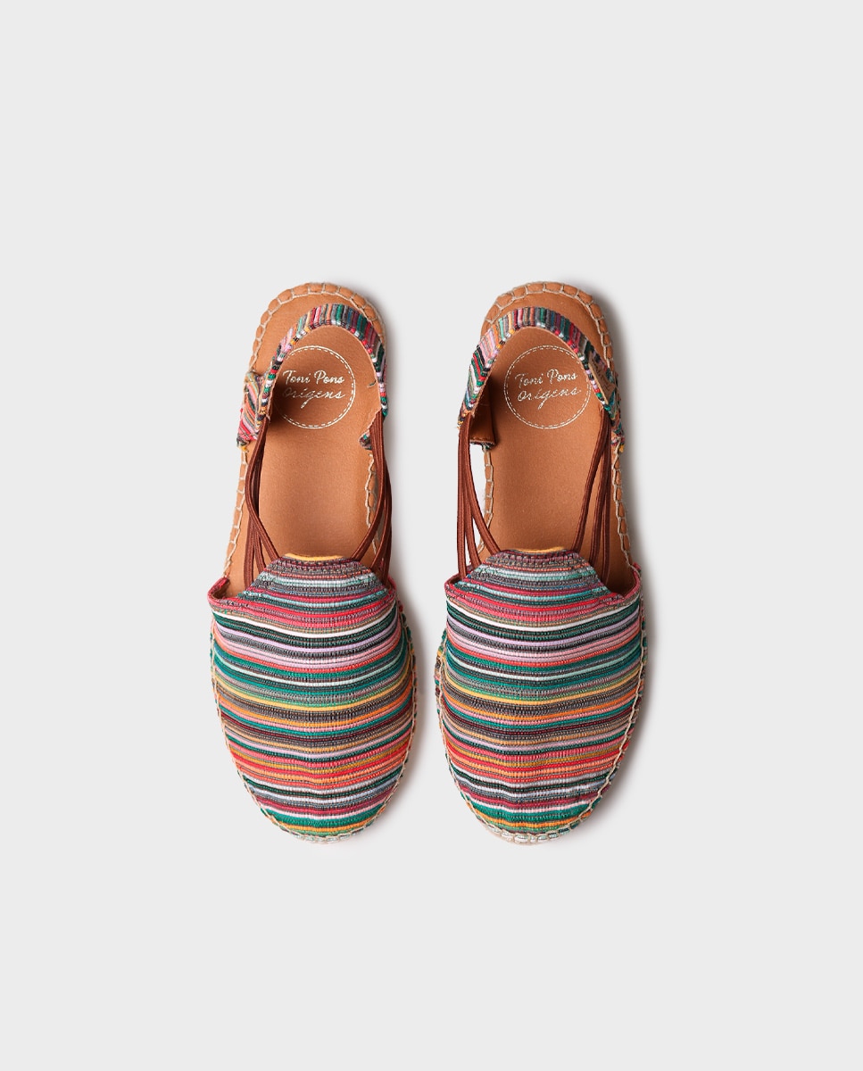 Alpargatas planas de mujer de tejido de rayas con elásticos - Toni Pons - Multicolor Multicolor-3