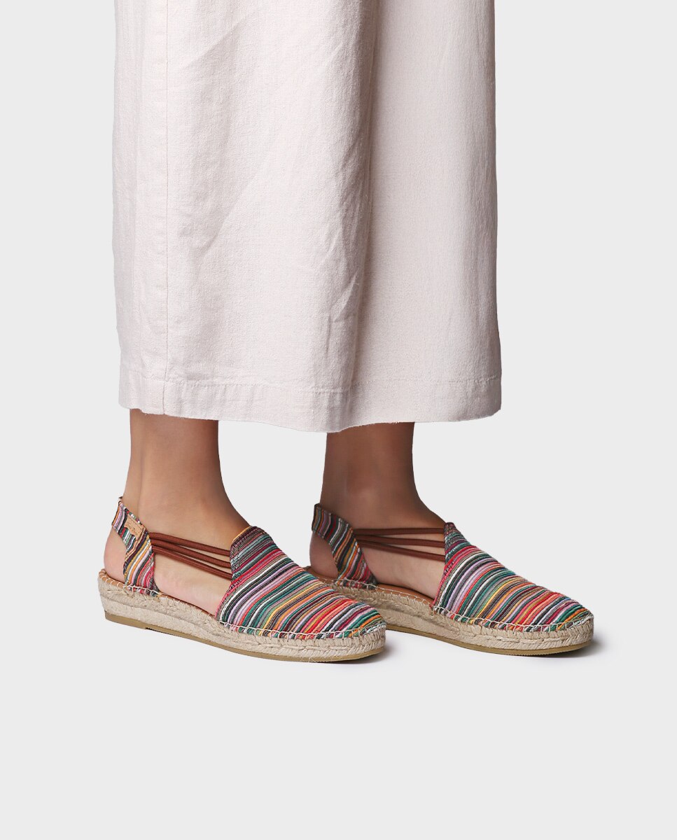 Alpargatas planas de mujer de tejido de rayas con elásticos - Toni Pons - Multicolor Multicolor-2