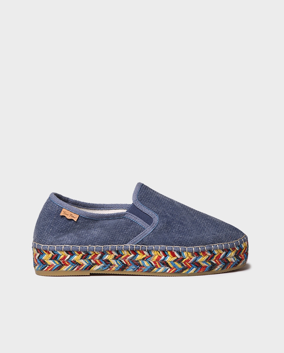 Alpargatas planas de mujer de algodón con elásticos - Toni Pons - Azul Azul-1