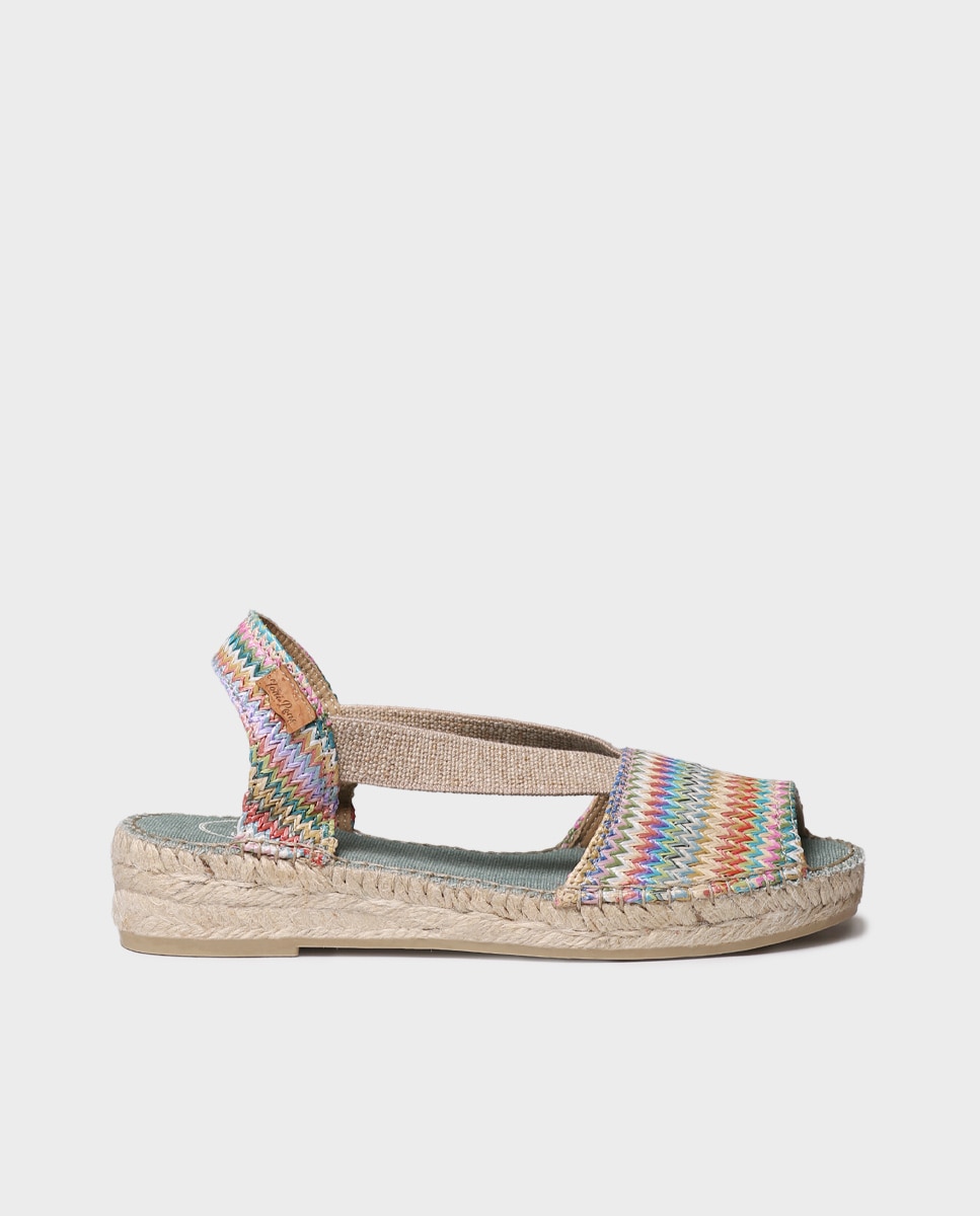 Toni Pons - Alpargatas planas de mujer de rafia multicolor.