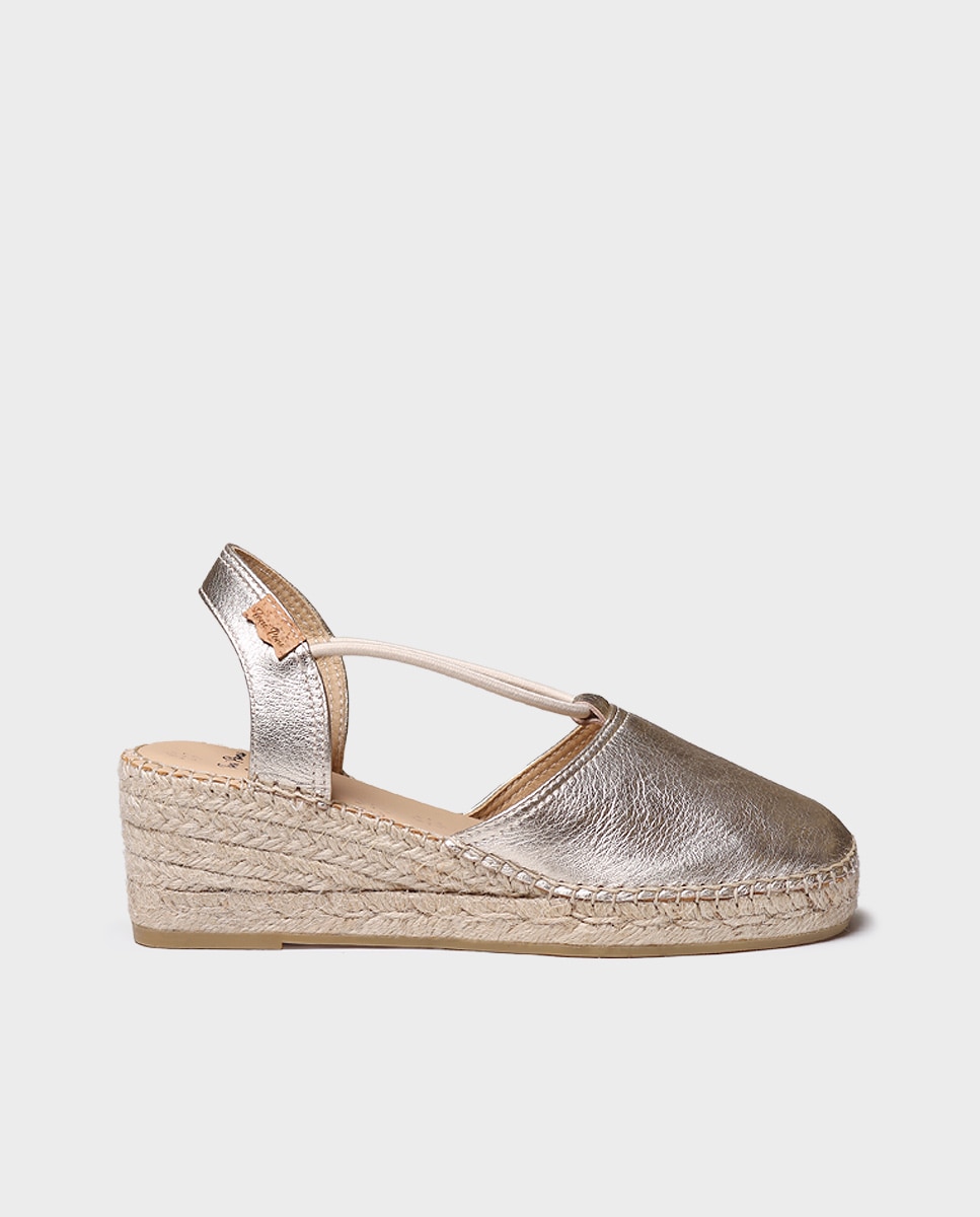 Alpargatas de cuña de mujer de piel de la colección Comfort - Toni Pons - Oro Oro-1