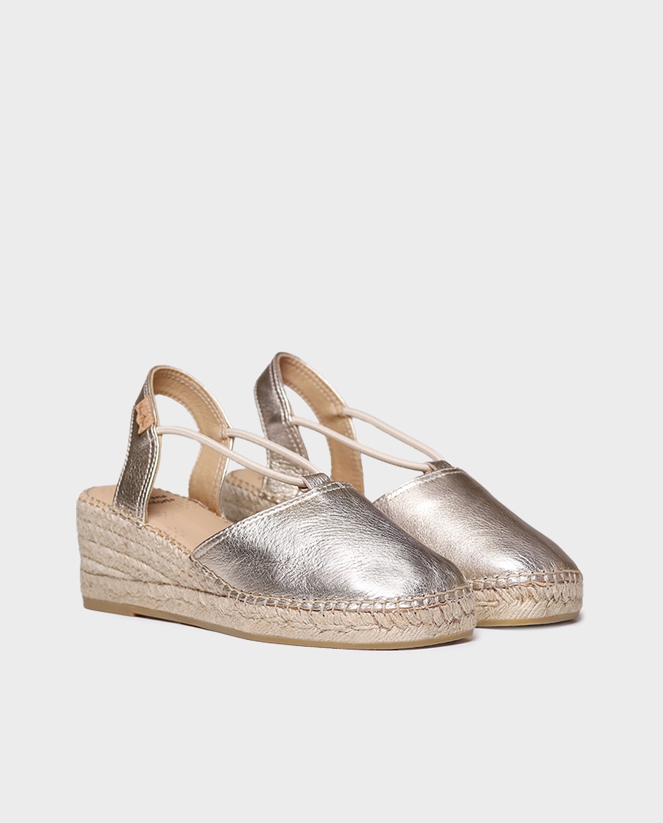 Alpargatas de cuña de mujer de piel de la colección Comfort - Toni Pons - Oro Oro-4