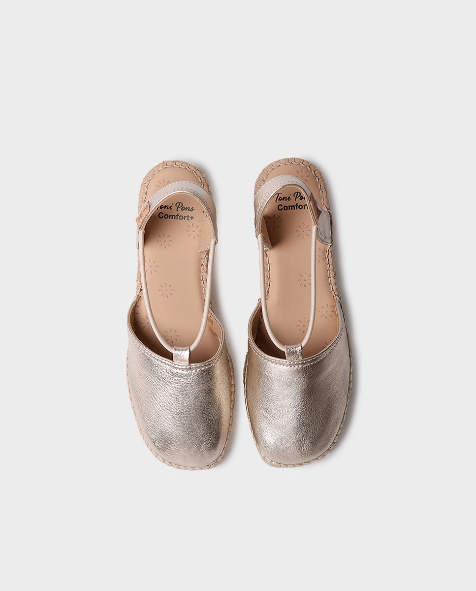 Alpargatas de cuña de mujer de piel de la colección Comfort - Toni Pons - Oro Oro-3