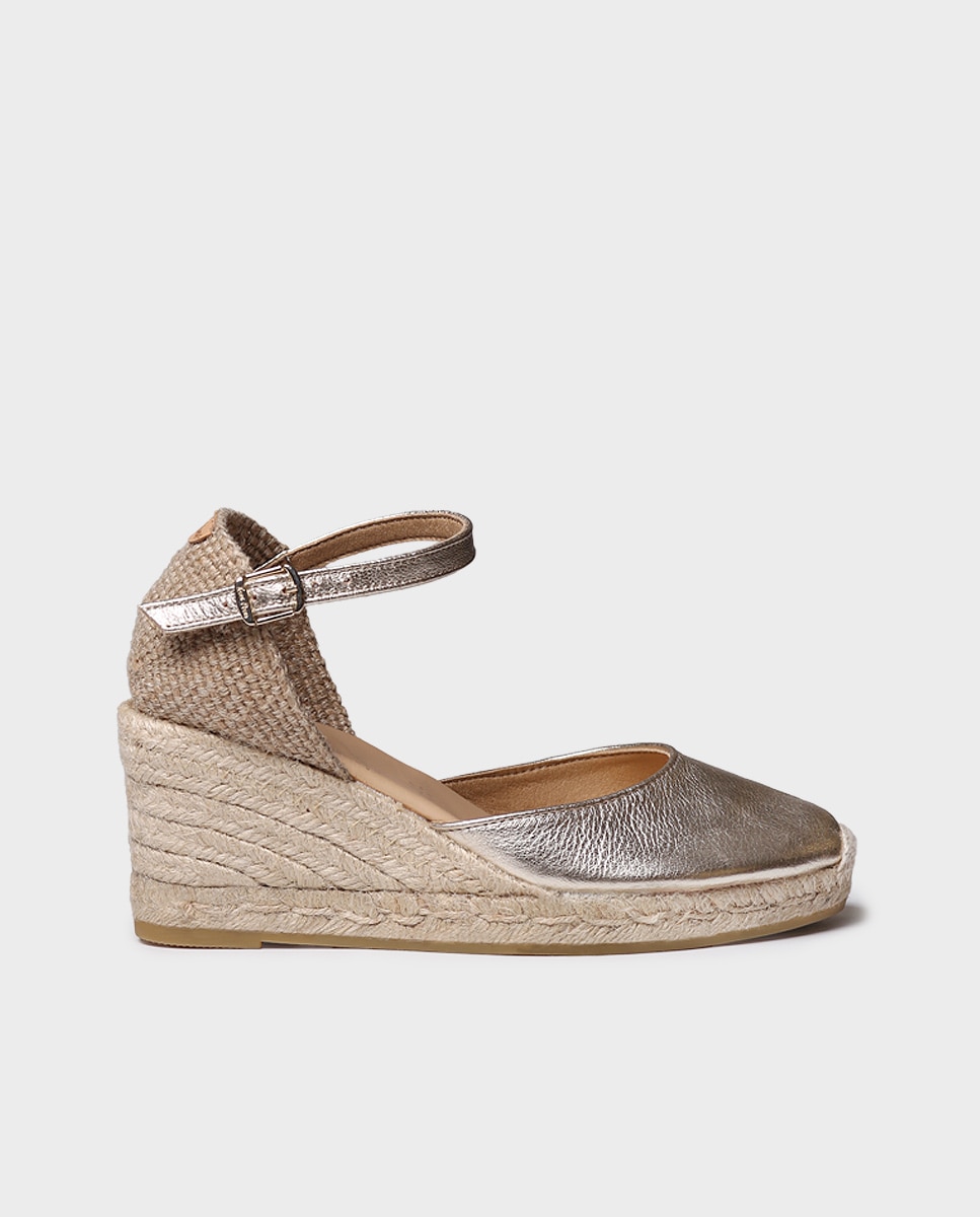 Alpargatas de cuña de mujer de piel de la colección Comfort - Toni Pons - Oro Oro-1