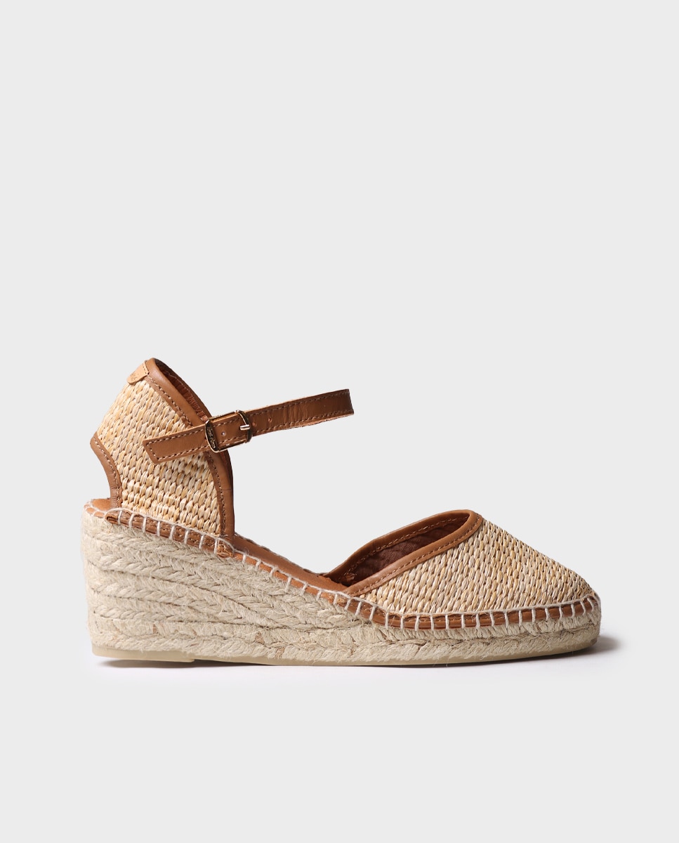 Alpargatas de cuña de mujer de tejido de rafia con hebilla - Toni Pons - Beige Beige-1