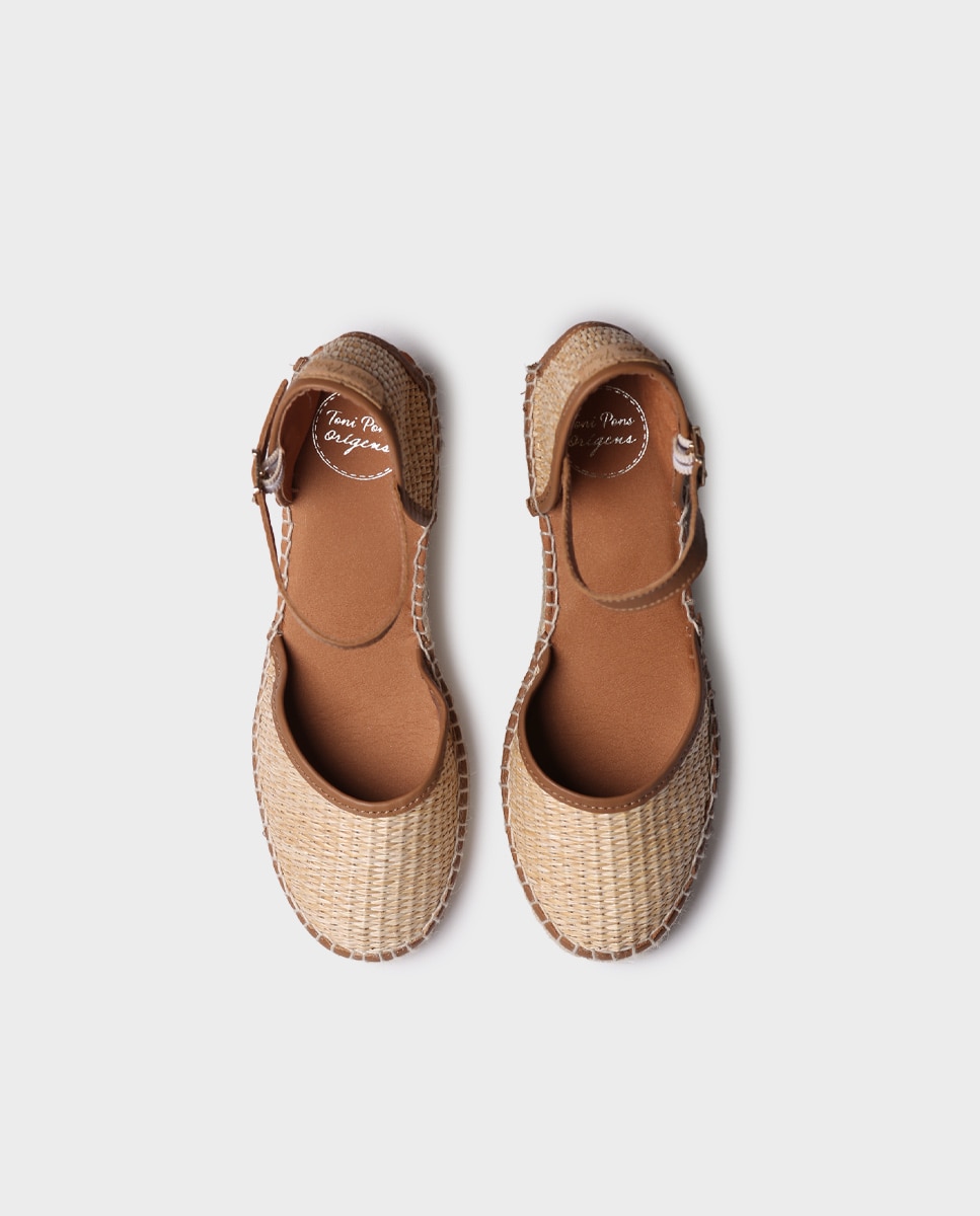 Alpargatas de cuña de mujer de tejido de rafia con hebilla - Toni Pons - Beige Beige-3
