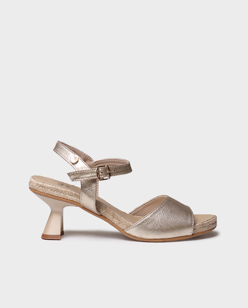Sandalias de tacón de mujer de piel con plantilla acolchada - Toni Pons - Oro Oro-1