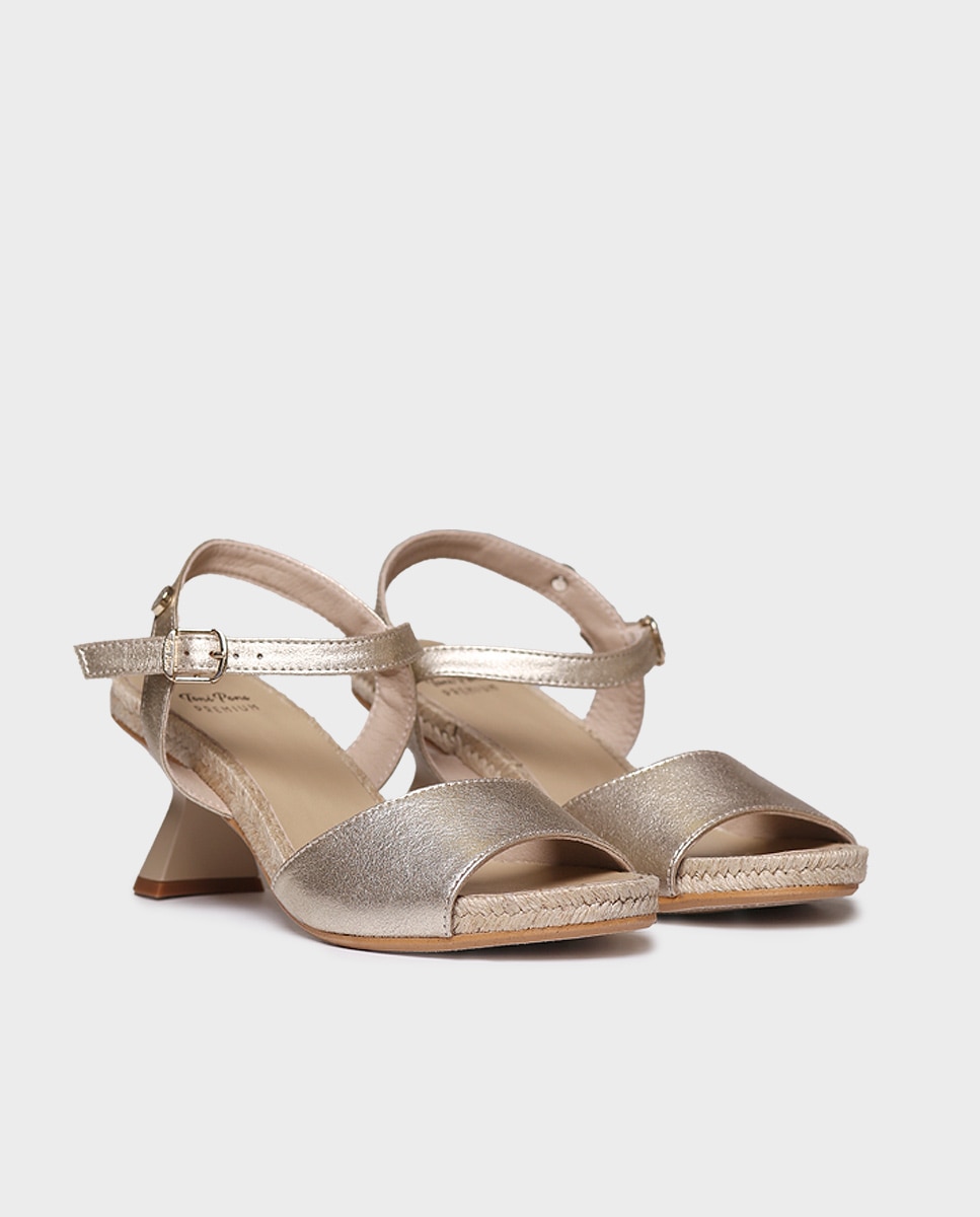 Sandalias de tacón de mujer de piel con plantilla acolchada - Toni Pons - Oro Oro-4
