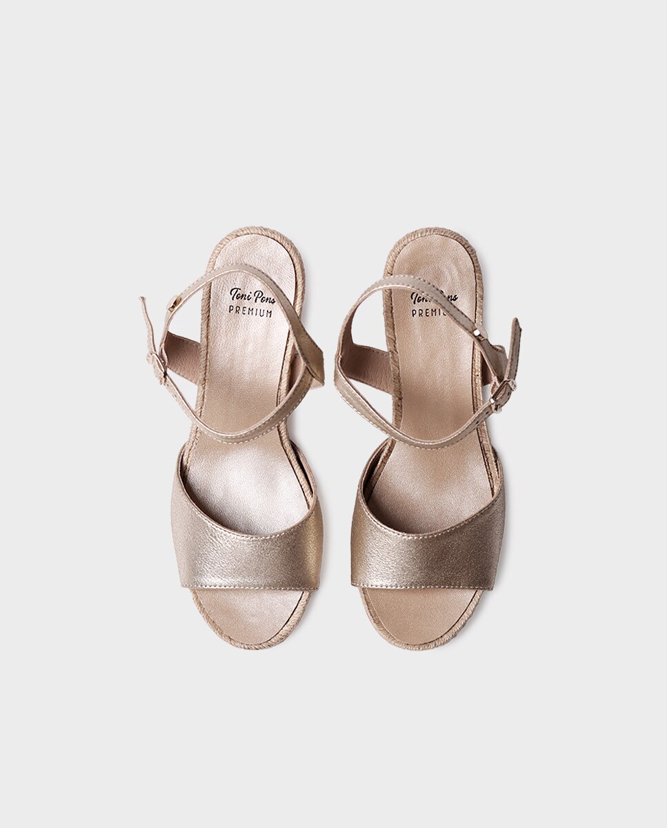 Sandalias de tacón de mujer de piel con plantilla acolchada - Toni Pons - Oro Oro-3