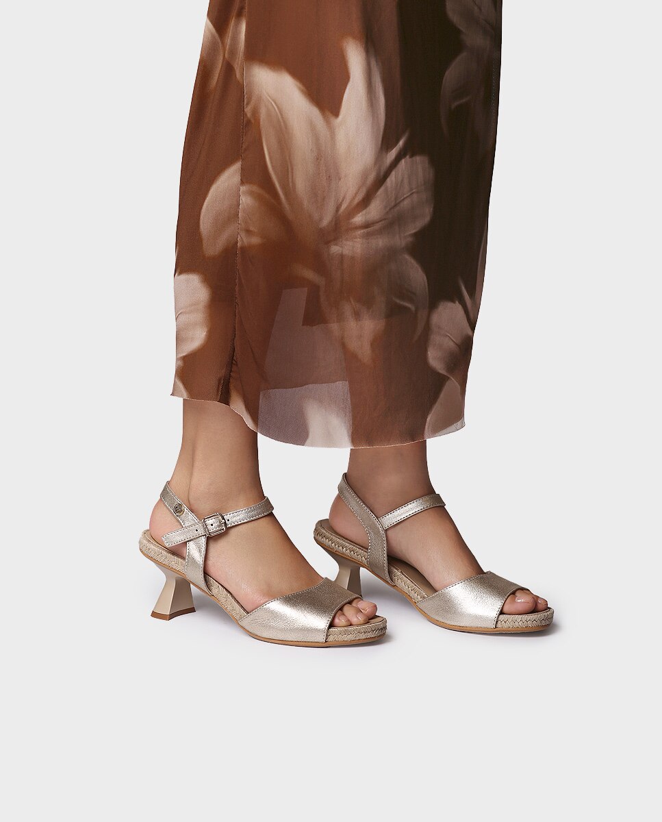 Sandalias de tacón de mujer de piel con plantilla acolchada - Toni Pons - Oro Oro-2