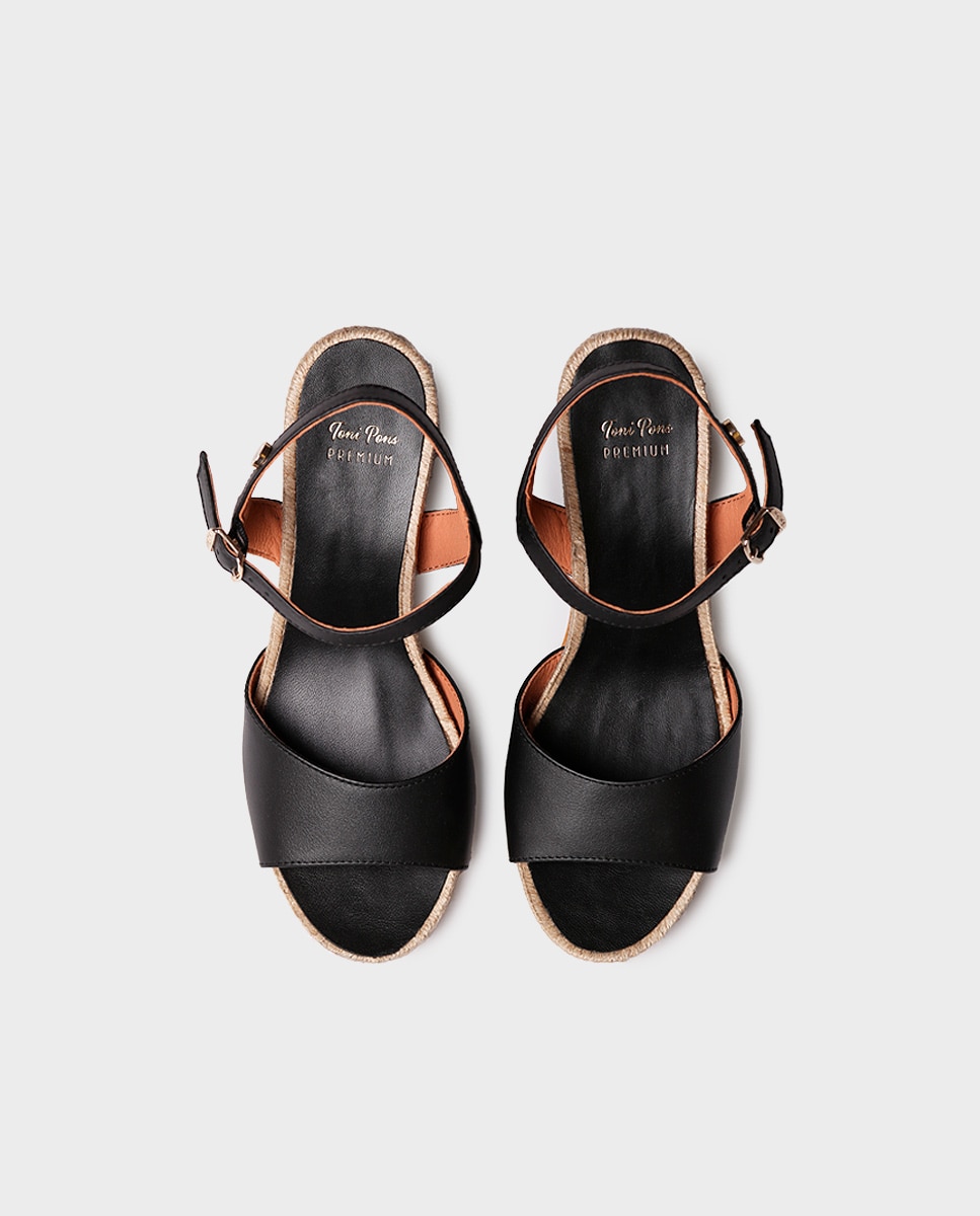 Sandalias de tacón de mujer de piel con plantilla acolchada - Toni Pons - Negro Negro-3