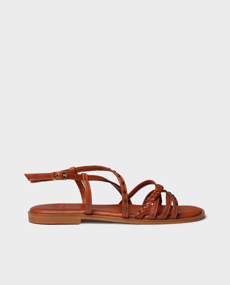 Sandalias planas de mujer de piel con hebilla - Toni Pons - Marrón Marrón-1