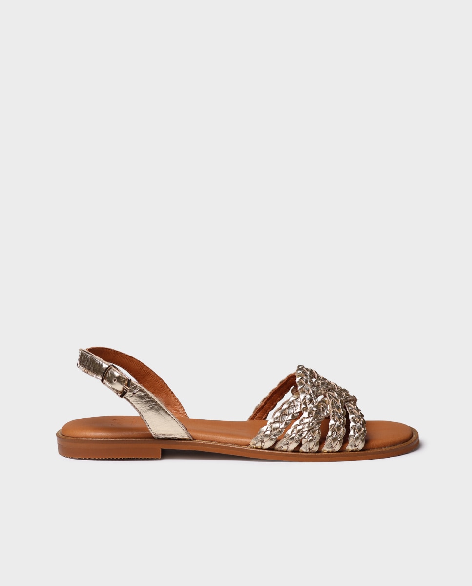 Sandalias planas de mujer de piel con hebilla - Toni Pons - Oro Oro-1