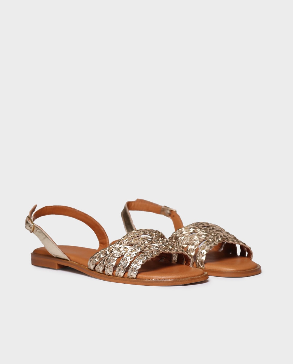 Sandalias planas de mujer de piel con hebilla - Toni Pons - Oro Oro-4