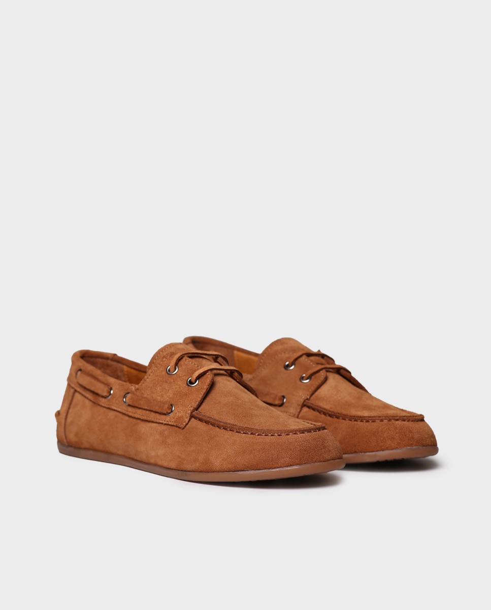 Mocasines planos de mujer de serraje con cordones - Toni Pons - Marrón Marrón-4