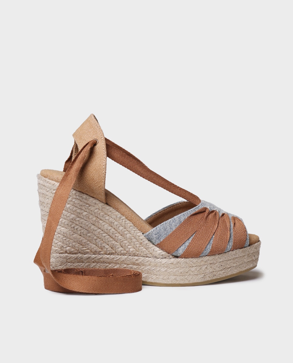 Alpargatas de cuña de mujer de algodón con cintas - Toni Pons - Multicolor Multicolor-1