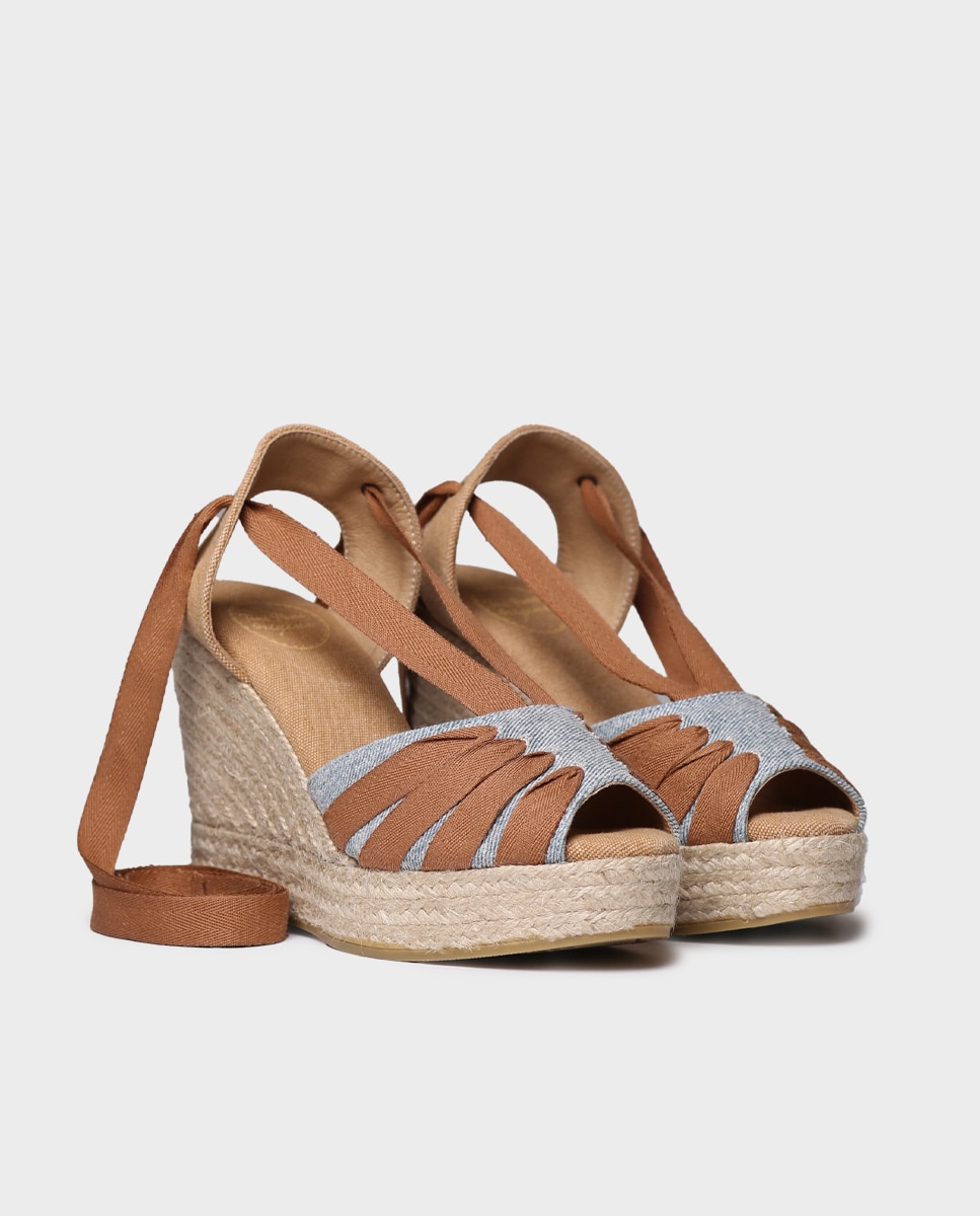 Alpargatas de cuña de mujer de algodón con cintas - Toni Pons - Multicolor Multicolor-4