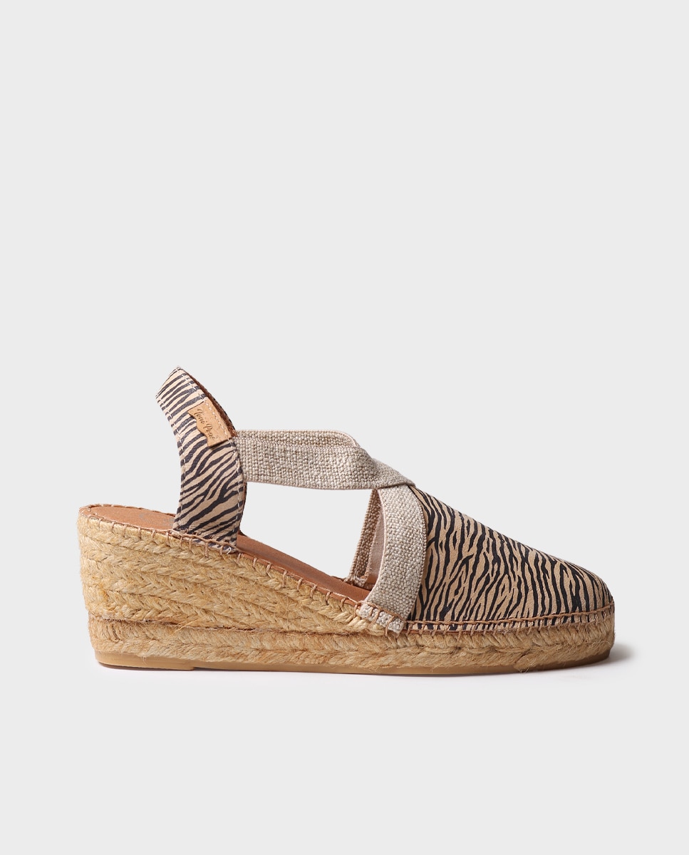 Alpargatas de cuña de mujer de piel con elásticos - Toni Pons - Multicolor Multicolor-1