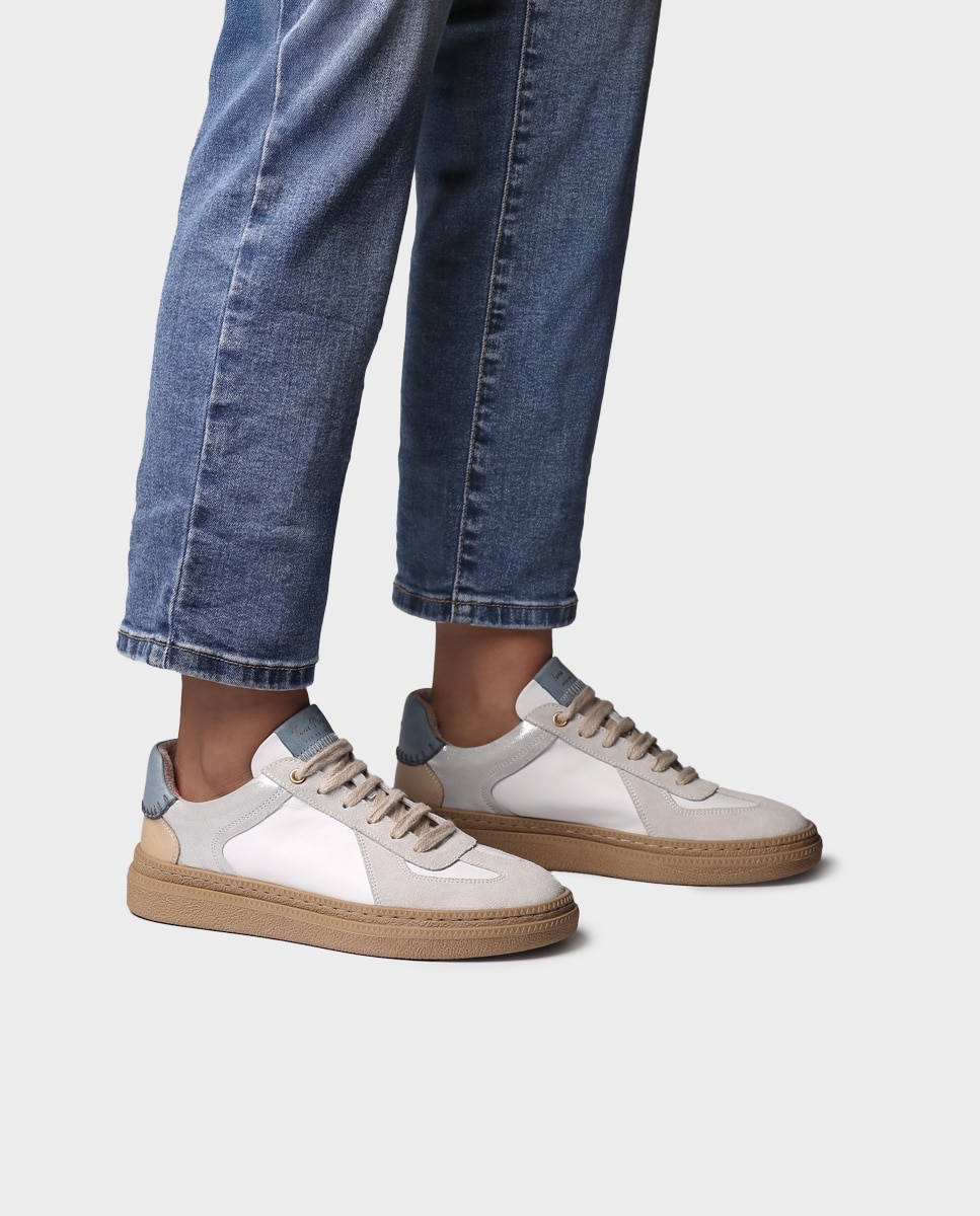 Zapatillas de mujer de piel con cordones - Toni Pons - Azul Azul-2