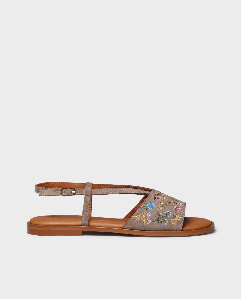 Toni Pons - Sandalias planas de mujer de serraje con estampado.