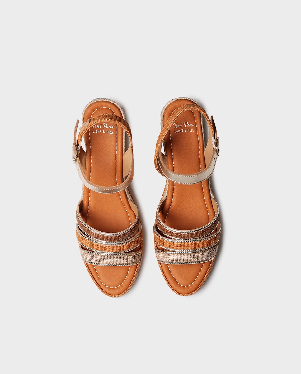 Alpargatas de cuña de mujer de algodón con suela flexible - Toni Pons - Naranja Naranja-3