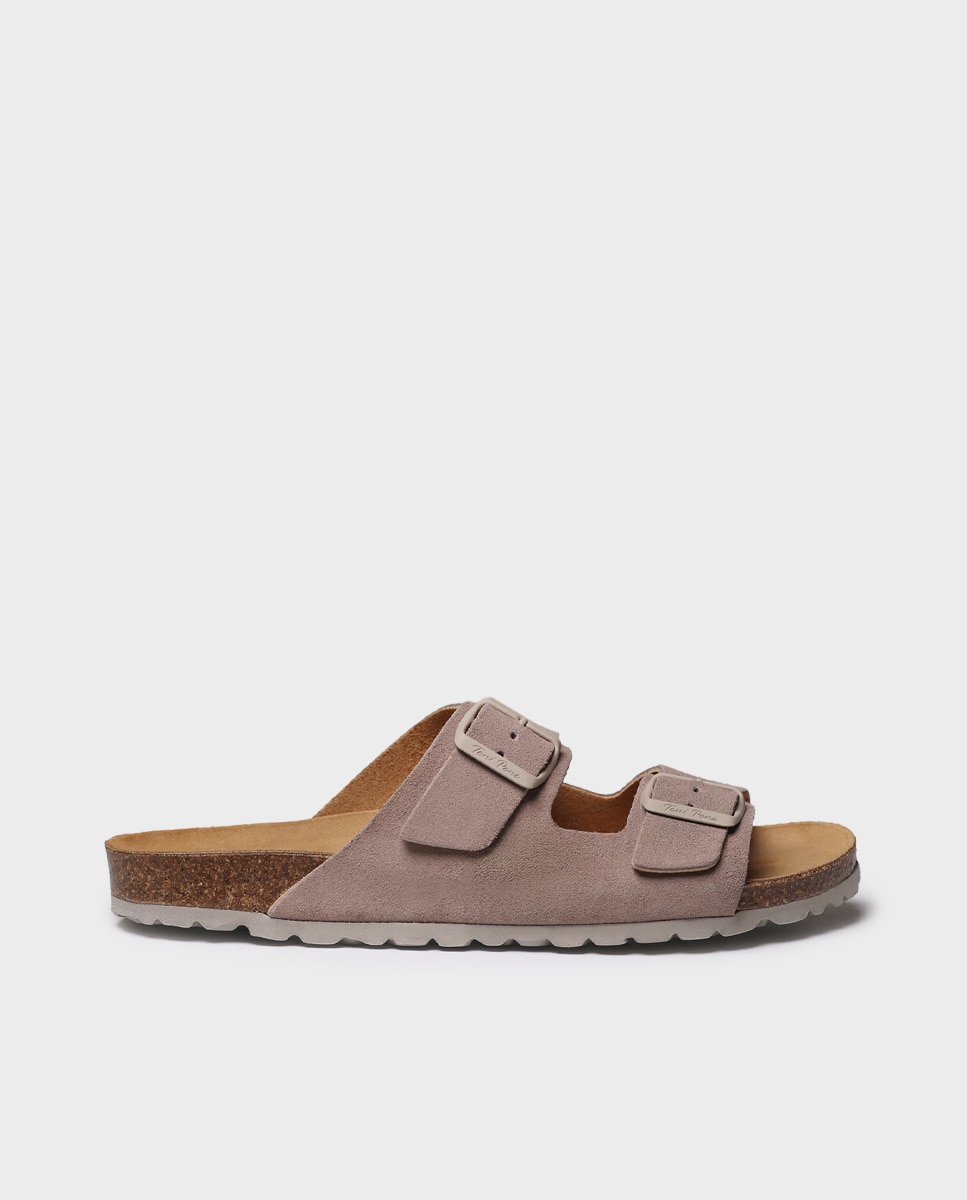 Imagen 1 de Sandalias de hombre de serraje con hebillas Gris