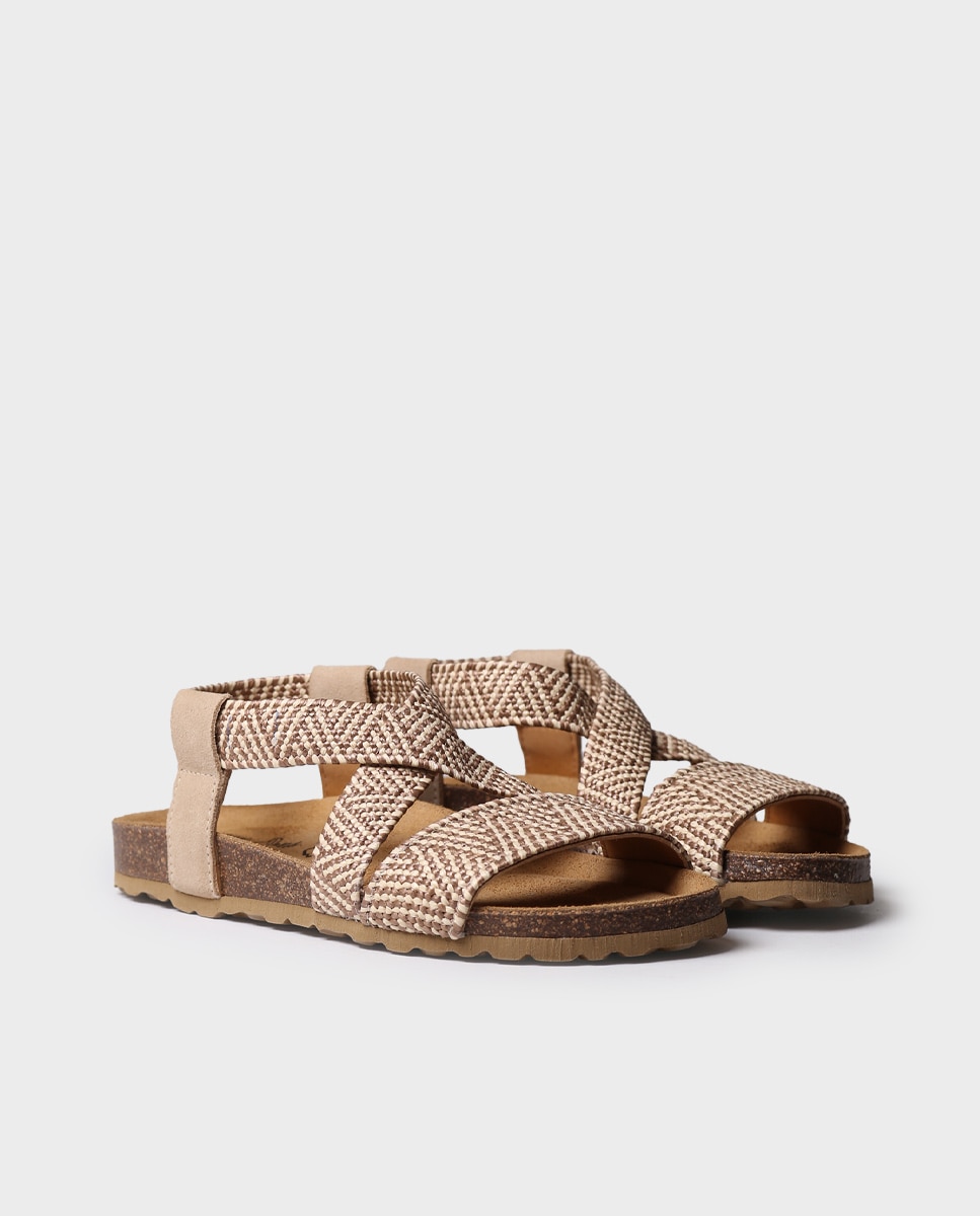 Sandalias planas de mujer con elásticos - Toni Pons - Beige Beige-4