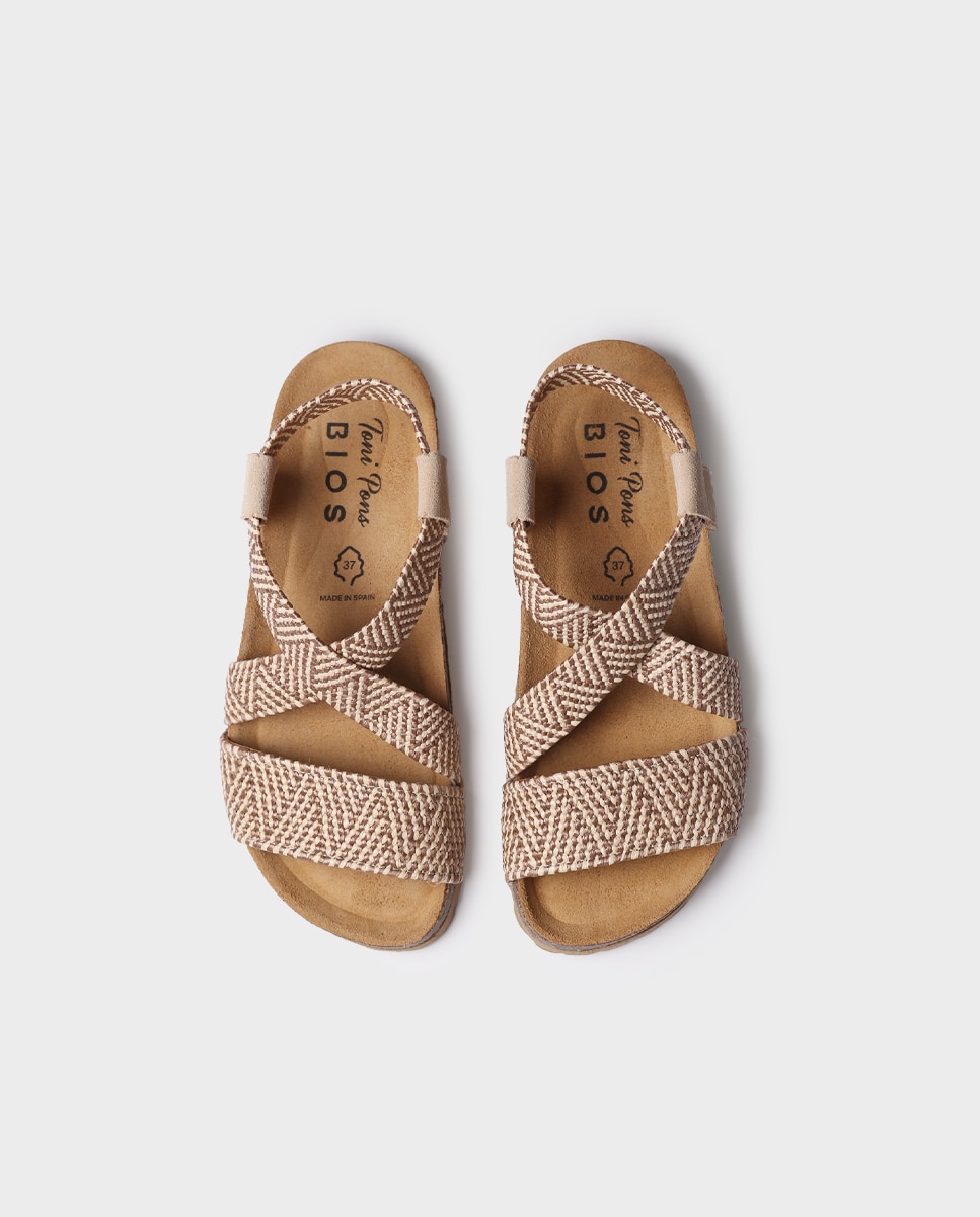 Sandalias planas de mujer con elásticos - Toni Pons - Beige Beige-3