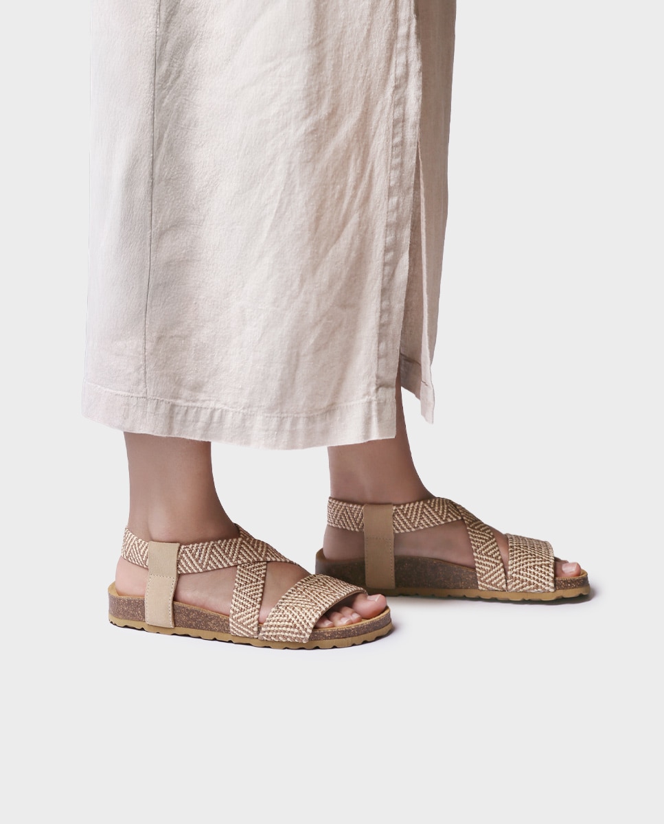 Sandalias planas de mujer con elásticos - Toni Pons - Beige Beige-2