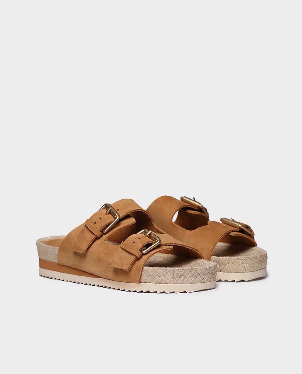 Sandalias planas de mujer de piel - Toni Pons - Marrón Marrón-4