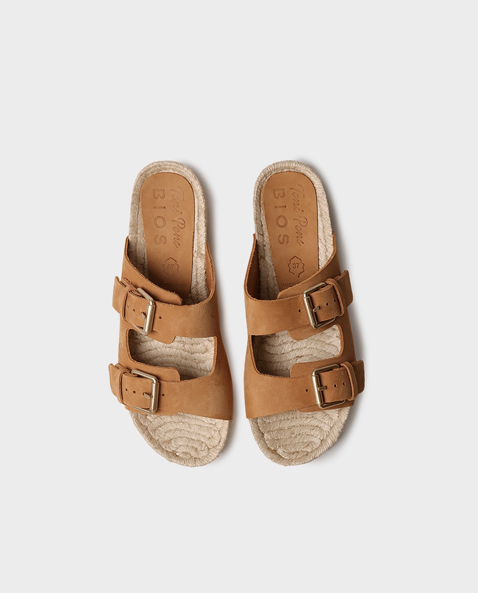 Sandalias planas de mujer de piel - Toni Pons - Marrón Marrón-3