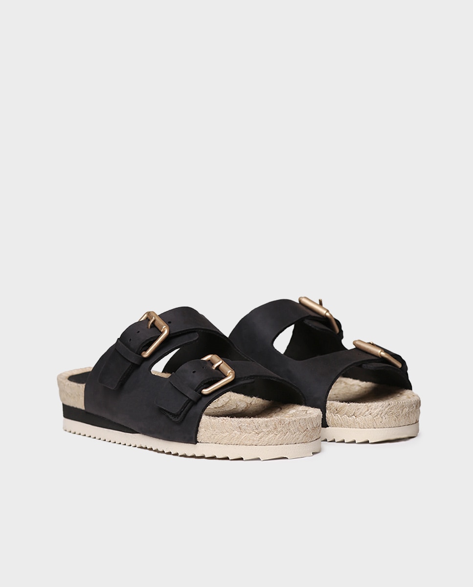 Sandalias planas de mujer de piel - Toni Pons - Negro Negro-4