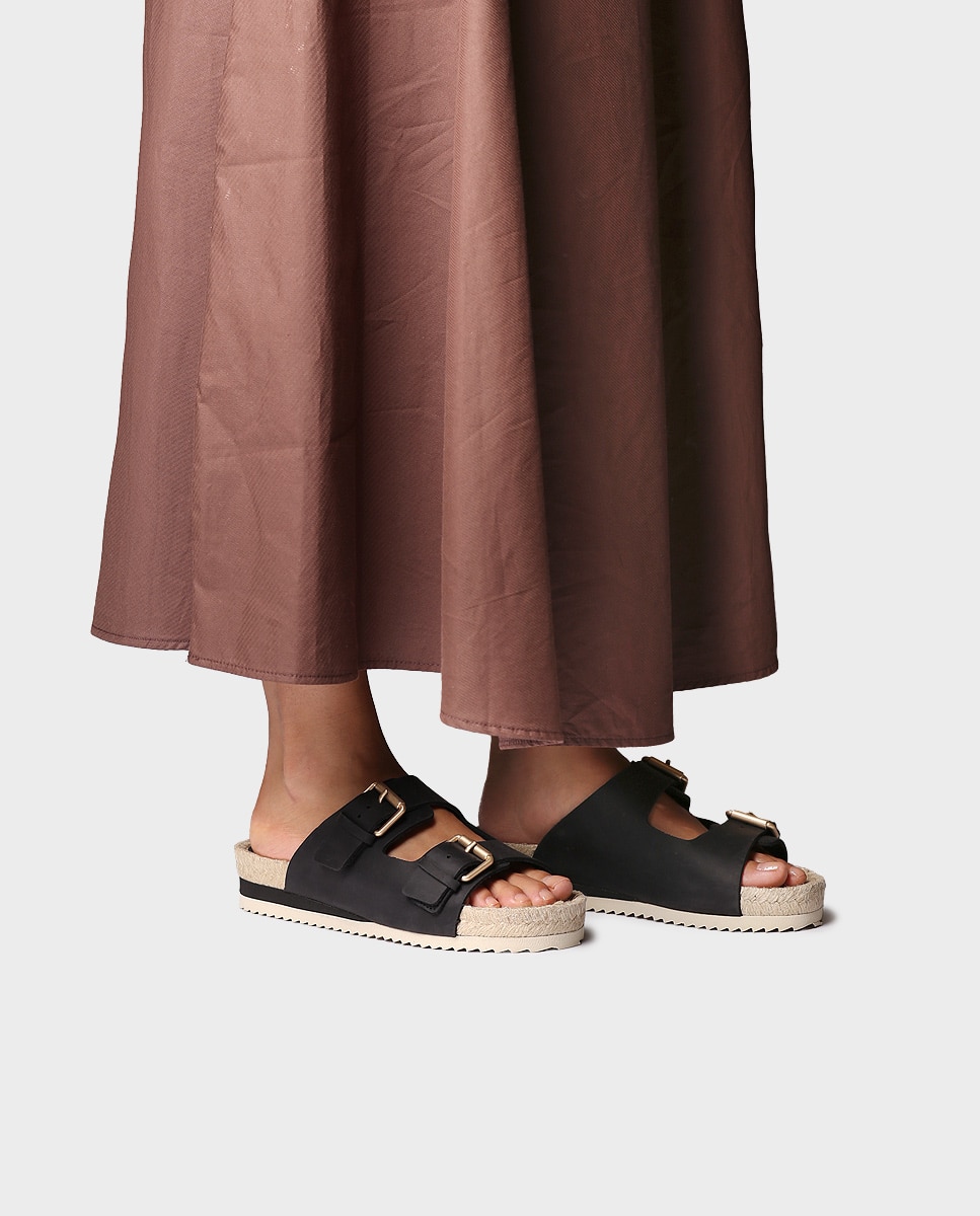 Sandalias planas de mujer de piel - Toni Pons - Negro Negro-2