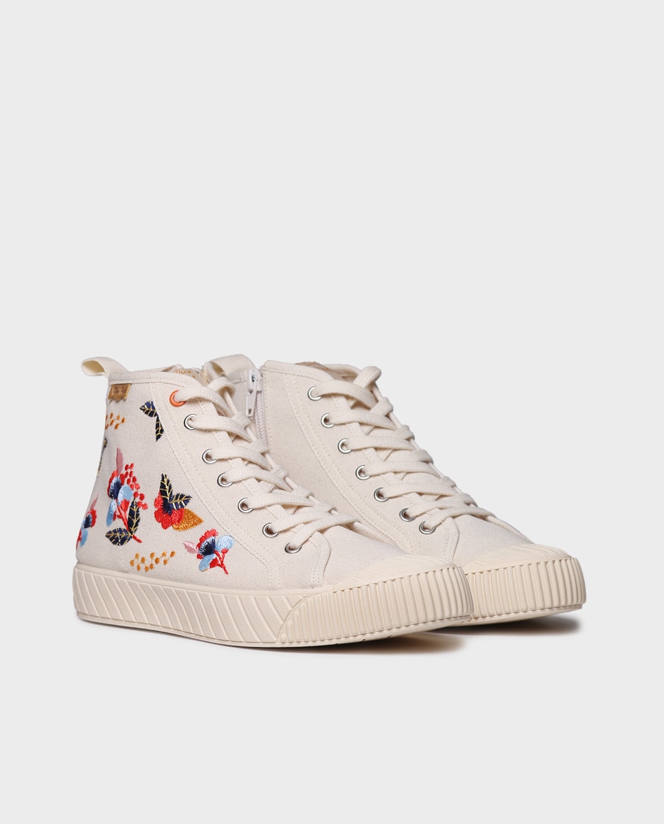 Zapatillas de mujer de algodón con cordones - Toni Pons - Crudo Crudo-4