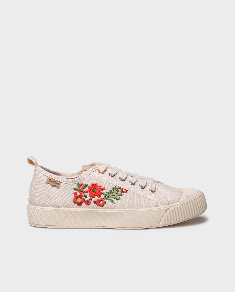 Zapatillas de mujer de algodón con cordones - Toni Pons - Crudo Crudo-1