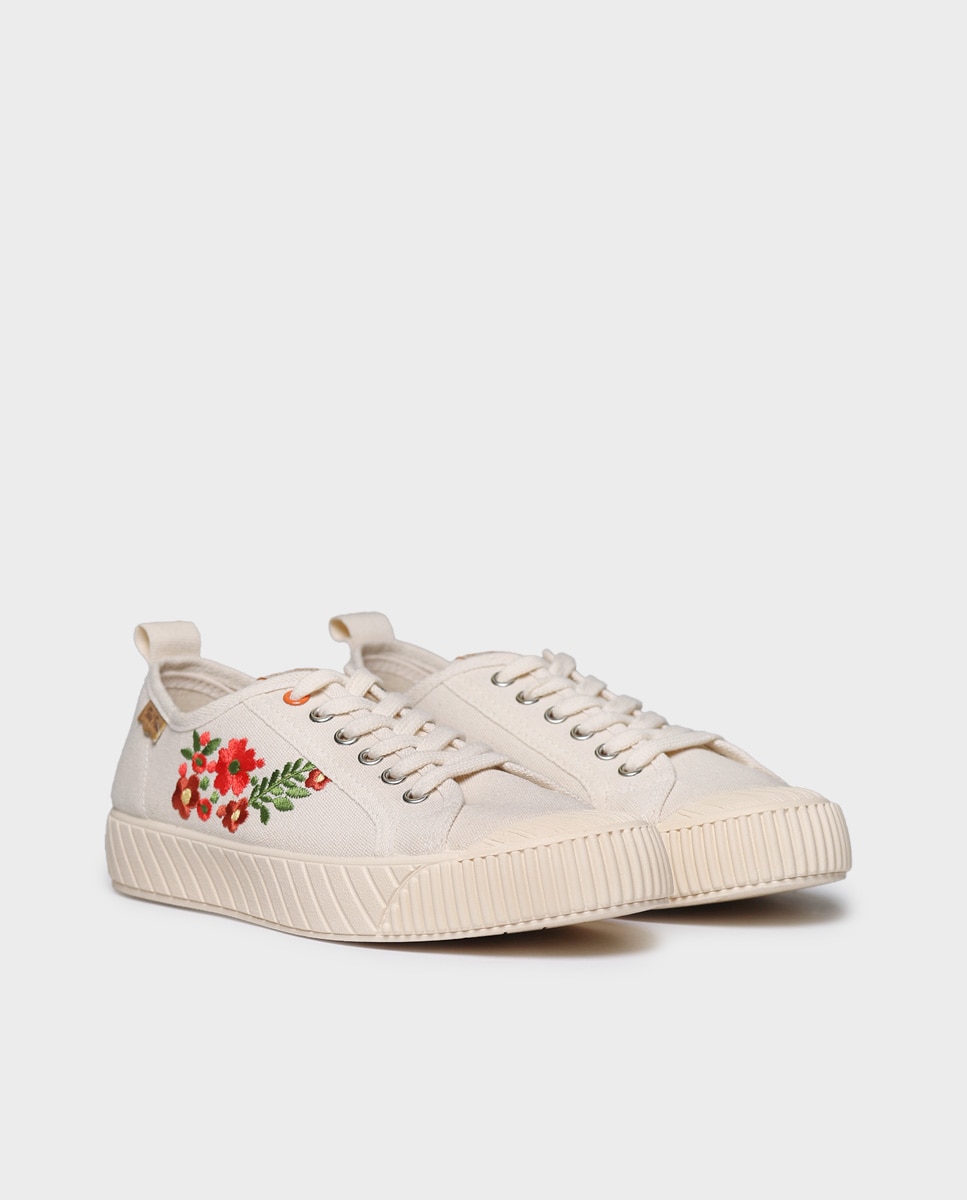 Zapatillas de mujer de algodón con cordones - Toni Pons - Crudo Crudo-4