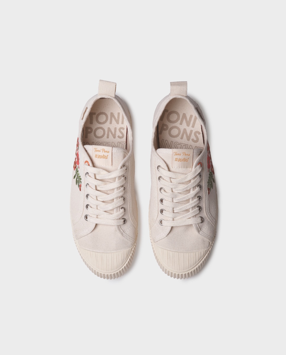 Zapatillas de mujer de algodón con cordones - Toni Pons - Crudo Crudo-3