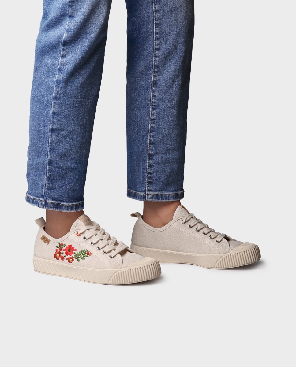 Zapatillas de mujer de algodón con cordones - Toni Pons - Crudo Crudo-2
