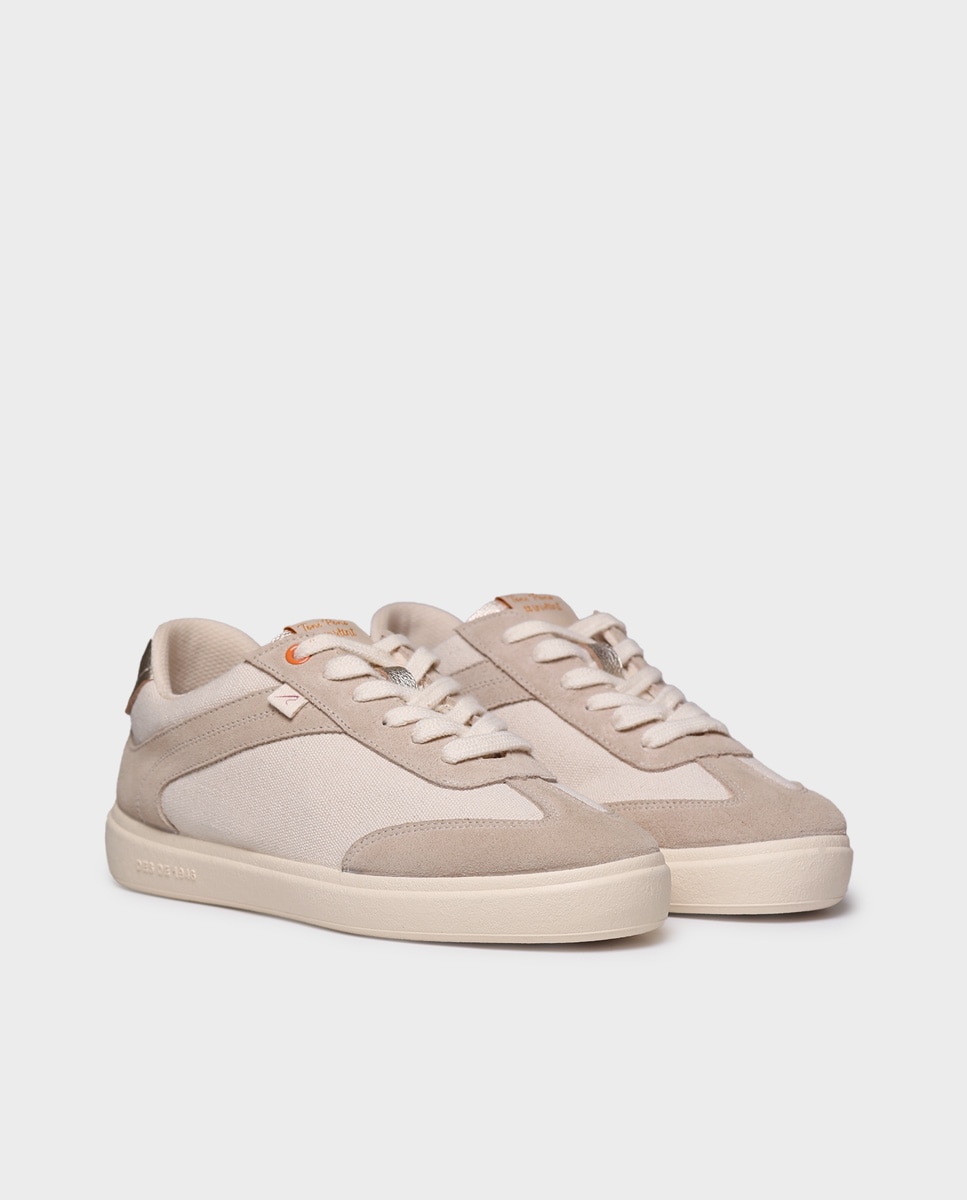 Zapatillas de mujer de algodón con cordones - Toni Pons - Crudo Crudo-4