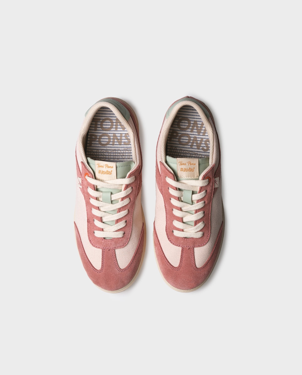 Zapatillas de mujer de algodón con cordones - Toni Pons - Rosa Rosa-3