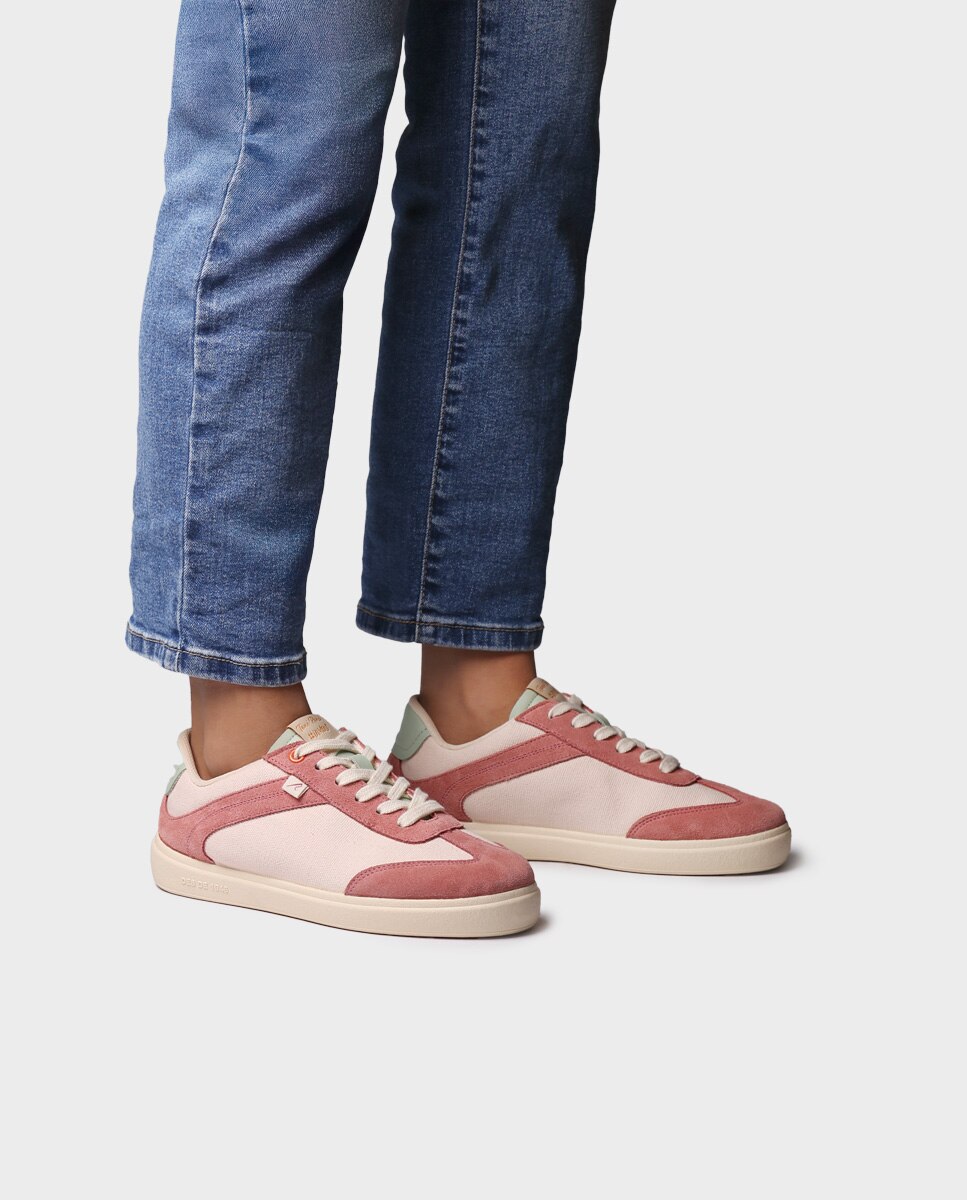 Zapatillas de mujer de algodón con cordones - Toni Pons - Rosa Rosa-2