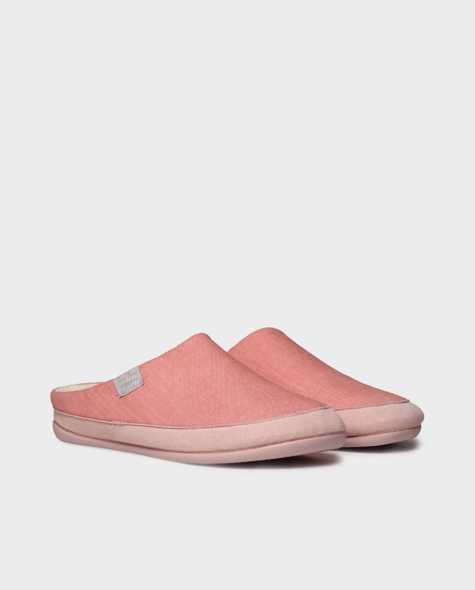 Zapatillas de casa de mujer tipo zueco de tejido - Toni Pons - Rosa Rosa-4
