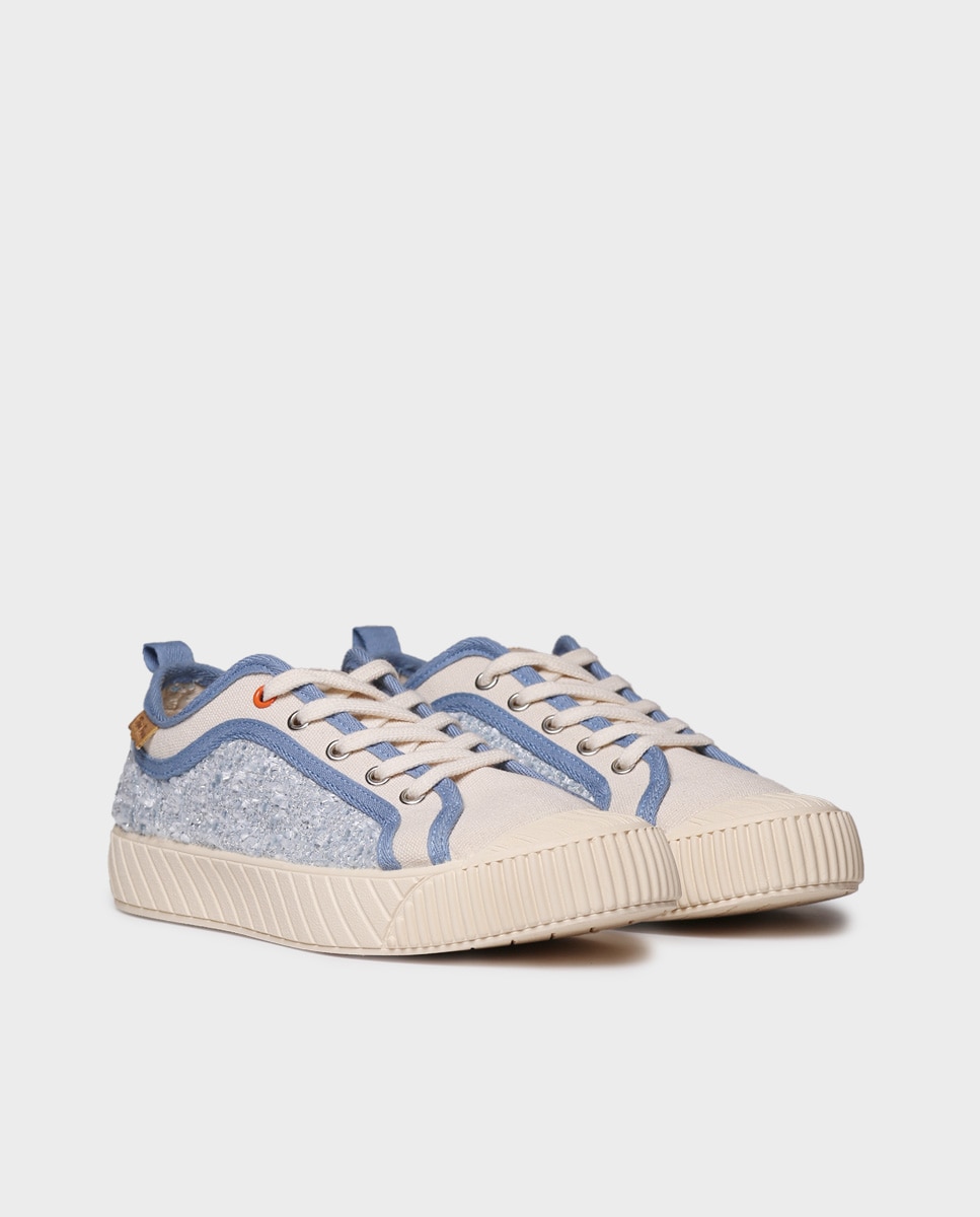 Zapatillas de mujer de algodón con cordones - Toni Pons - Azul Azul-4